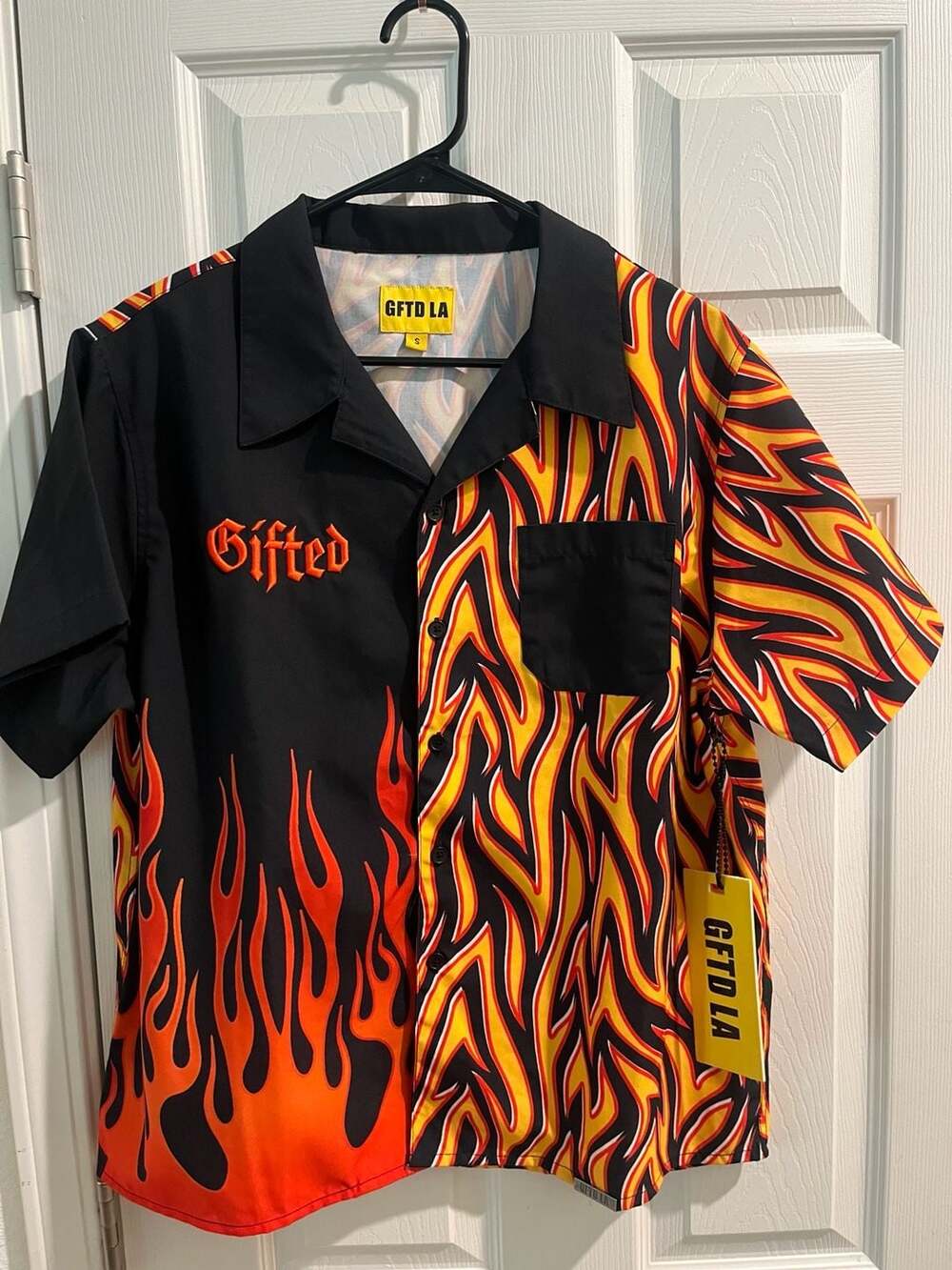 GFTD LA Flame Print Button Down Shirt Size S